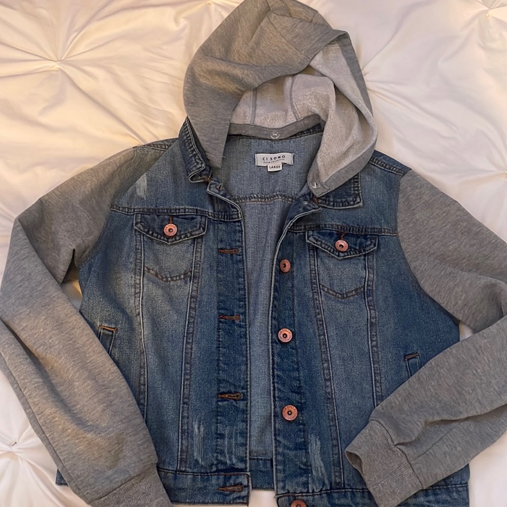 DENIM HOODIE: button up w hood